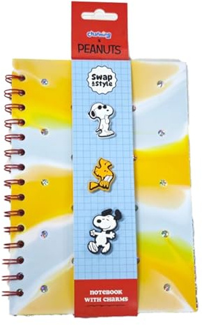 Puckator Peanuts Snoopy & Woodstock Silicone A5 Notebook with Charms - School Teacher Student Homework Study Planner Notepad Collage University Essentials Journals Planners Jotter Uni Gifts Supplies