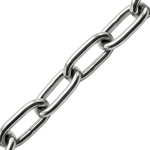 Lumonic 5m Catena V4A in acciaio inox | 2mm | A lungo raggio | Inossidabile + resistente all'acqua di mare | Catena antipioggia, cesto sospeso, catena a sbarramento