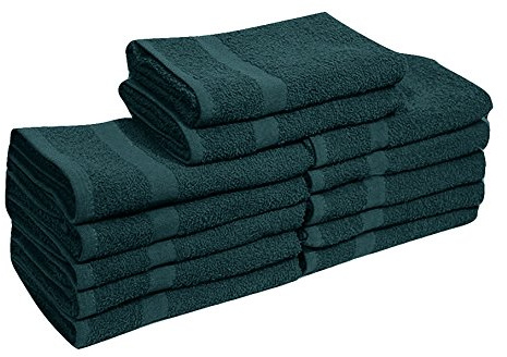 EOM Set of 12 Luxury Hand Towels - Ultra Soft Towels for Bathroom, Salon, Gym, Hotel, or Kitchen - Bleach Safe and 100% Cotton Bath Towels - Super Absorbent Bathroom Towels - 16 x 28 (Green)