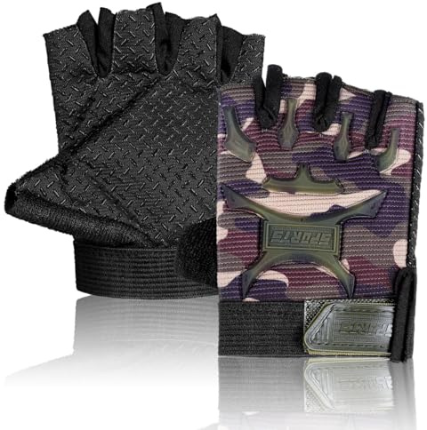 LIOOBO 1 paire de gants de sport pour enfants, demi-doigts, escalade, cyclisme, extérieur, vert armée.