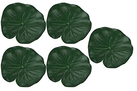 BORDSTRACT Feuilles de nénuphar artificielles, 5 pièces de Feuilles de Lotus en Mousse flottantes réalistes, décor d'étang de Feuillage de nénuphar pour étangs, Aquariums, piscines(Small)