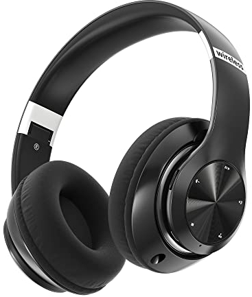 Casque Bluetooth Over Ear Lankey Sound, 60 Heures de Lecture, 6 EQ Mode Son, Microphone Stéréo HiFi, USB C, SD/TF, FM, Bluetooth 5.0 pour Sport Voyage, Studio, Noir