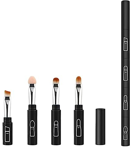 Ensemble de pinceaux de maquillage 4 en 1 - Ensemble de pinceaux de maquillage portables - Pinceau à fond de teint amovible - Pinceau à lèvres et blush - Pinceau de doux pour mariage,