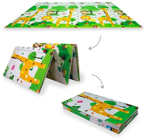 Olivo.shop Play - Alfombra de juegos para niños y bebés, reversible, no tóxica, 150 x 200 cm (jirafa/circo)