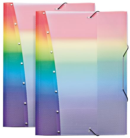 VELOFLEX 4432404-2 - Sammelmappe Rainbow Diamond, DIN A3, 2 Ordnungsmappen mit Gummizug, strapazierfähig, Jurismappe aus PP