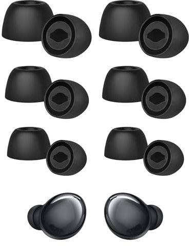 Silicone Earbuds Cap,6 Pairs Galaxy Buds Ear Tips,Replacement Earmuffs Compatible for Samsung Galaxy Buds Pro Earplugs-fit,Galaxy Buds Pro Tips Non-Slip Earplugs Cap (3 Sizes, S M L, Black)