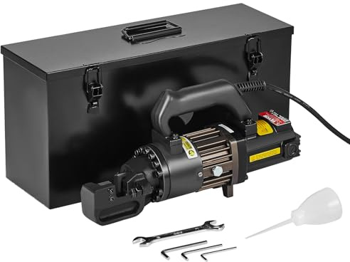 VEVOR Cortadora de Varillas de Refuerzo Hidráulica Eléctrica Portátil de 1000 W, hasta 4 a 20 mm en 2,5 Segundos, Acero de Alta Potencia con Accesorios Ricos en Aceite, Negro, 410 x 110 x 210 mm