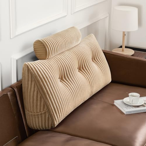 Z-hom Grande cuscino a cuneo triangolare, per testiera del letto, supporto lombare per la vita, morbido cuscino per posizionare il divano o il divano (beige, 100 cm)