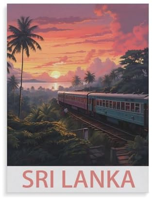 BEAYODKP Affiches de voyage vintage de Sri Lanka，Peinture par Numero Adulte, Cadeau de Peinture à l'huile de Bricolage numérique pour Enfants Adultes Peindre par Nombre Kits(30x40cm-AF13