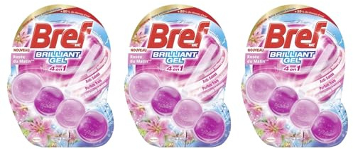 BREF Produit Nettoyant WC Brillant Gel Rosée du Matin – Lot de 3 Blocs WC (50g)
