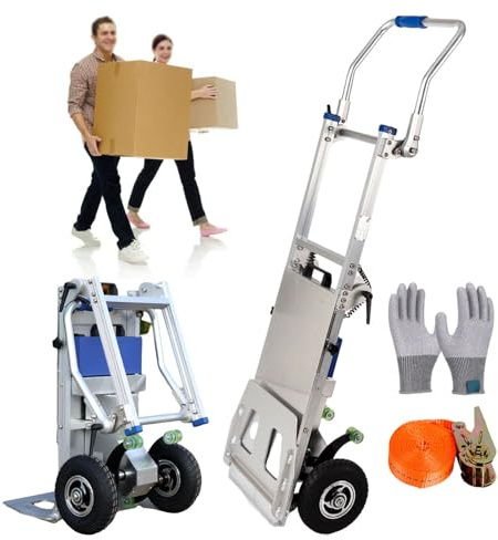 Foldable Stair Climbing Hand Truck with Motorized Wheels for Heavy Furniture Transport