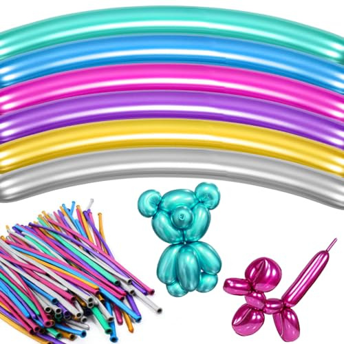50/100/150/200 Piezas Globos de Modelado Globos Largos Globo Largo del Látex Globos Mágicos para Fiestas de Cumpleaños Bodas Aniversarios y Celebraciones (Colores vivos-100)