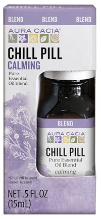 Aura Cacia Chill Pill Essential Oil Blend, 100% Pure Essential Oils - Aromatherapy for Diffusers, Relaxation, Massage | 0.5 Fl Oz (Pack of 1)
