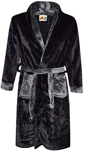 A2Z 4 Kids Dressing Gown Super Soft Flannel Fleece Fluffy Bathrobe For Girls Boys - Bathrobe 122 Black 11-12