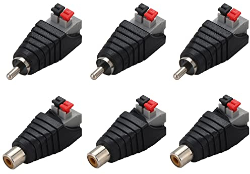 Greluma 6 Stk RCA zu Lautsprecher Kabel Adapter Subwoofer Lautsprecher Phono RCA Stecker/Buchse zu AV 2 Schraubklemme Video Audio Feder Presse Typ Balun für CCTV