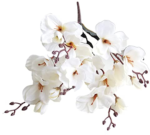 SMLJFO Künstlicher Magnolienstrauß, realistische Magnolie, Blumenarrangements, echte Haptik, Seide, Magnolie, Blumen, Brautschmuck, Hochzeitsstrauß für Zuhause, Tischdekoration, Foto-Requisiten.