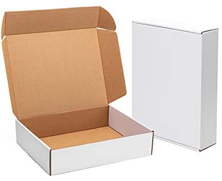 Timirog Cajas De Envío Pulgadas, Paquete 20 Cartón Para Pequeñas Empresas, Corrugadas Con Bloqueo Pestañas, Suministros Embalaje Embalaje, Libros, Blanco, 13 X 10 3