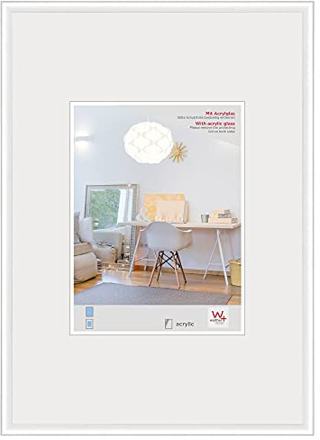 walther design New Lifestyle KVX040W Cadre Photo en Plastique avec Verre Synthétique, Blanc, 30 x 40 cm
