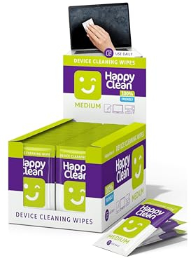 Happy Clean Reinigungstücher Medium - 100 Stück - für Laptop, Tastatur und iPad - Hochwertige Bildschirm- und Tastaturreinigung