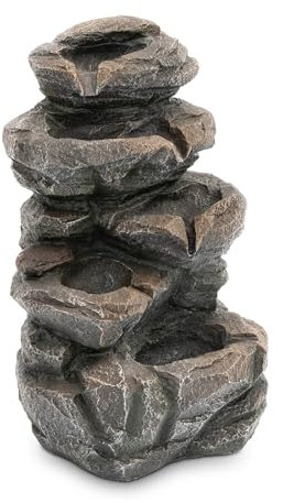Uniprodo Uni_NSF_02 Gartenbrunnen Steinkaskade 5 Ebenen LED-Beleuchtung 12 W Wasserspiel Brunnen Garten Zierbrunnen Kaskadenbrunnen