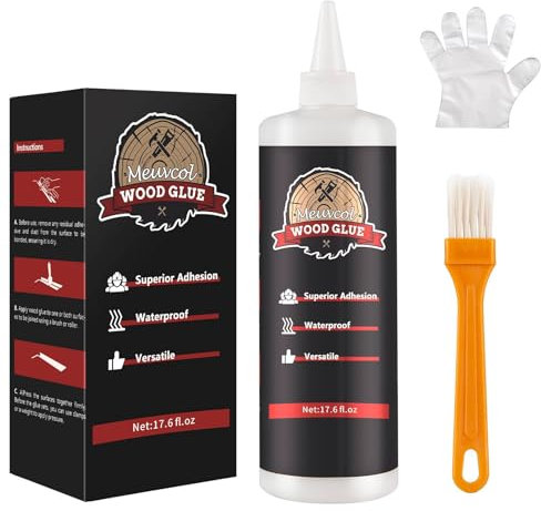 Meuvcol Wood Glue, Strongest Glue for Woodworking, Waterproof Clear Wood Glue for Furniture Heavy Duty, Interior & Exterior Furniture Glue For Crafts, Furniture, Baseboard, cabinets, door (500g)