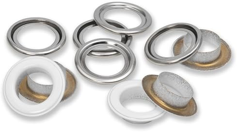 Prym 542560 542542 öljetter med skivor, 11 mm, röd/silverfärgad, kan bearbetas med Vario Creative Tool, vit, Ø 14 mm, 15
