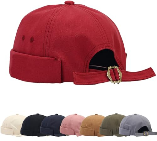 Cozyan Cotone Cappellino da Portuale Uomo Retro Docker cap Berretto Docker da Motociclista Retro Cotone Docker Hat Cappello Senza Visiera Berretto da Portuale Uomo Donna Berretto