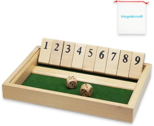 Shut the Box Game 2 Player, Wooden Table Dice Game Family Travel Game Traditional Pub Games for Adults Educational Table Game for Kids Age 3 4 5 6 +