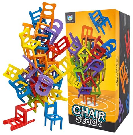 TIVUNORON 42 Pieces Stapelstuhlspiel, Mini Stuhl Balance Blöcke Spielzeug Stapelspiel, Kinderparty Stapelstuhl, Kinder Balance Stacking Spiel, Puzzlespiele für Partys mit Mehreren Spielern