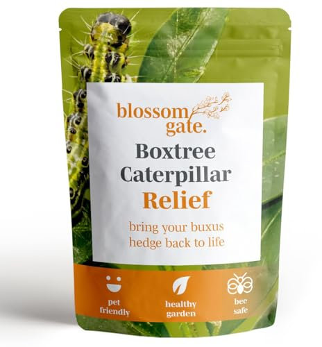 blossom gate. Box Tree Caterpillar Relief, Stop Damage Fast, Safe for bee's and birds, bring your buxus hedge back to life, Increased coverage 300 square meters, Extra large pack 50g