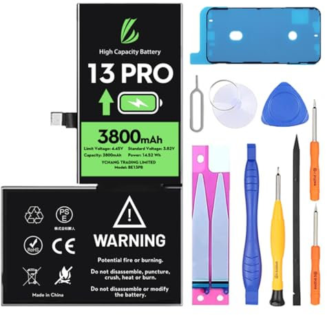 LL TRADER Akku für iPhone 13 Pro, 3800 mAh hohe Kapazität Lithium-Polymer-Akku mit Reparaturwerkzeug