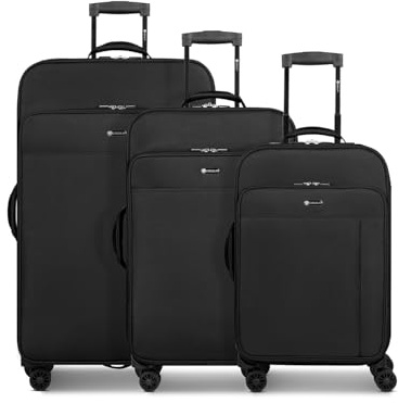 CHECK.IN - Set di 3 valigie per uomo e donna, trolley da viaggio, 47 x 29 x 75 cm, in poliestere, manico telescopico e doppio rullo, serie Sevilla 2.0