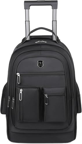 Ryggsäck Med Hjul, 16,5 Tums Rullande Bärbar Ryggsäck, 35l Hjulad Kabinväska Under Sätet För Travel Business School, Black