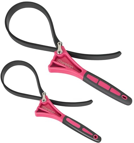 Stareign 2 - Pack Rubber Strap, Oil Filter Diameter 4 and 6 Heavy Duty Adjustable Blet for Jar Opener, Water Filter, Plumbing, Sink, Faucet(PINK)