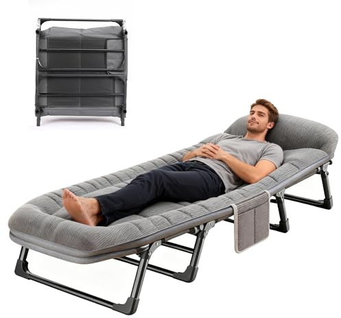 6-Position Adjustable Folding Camping Cot For Adult,200*66cm SunLounger with Side Dust Bag Heavy-Duty Thickened Mattress,Velour Garden Chairs For Travel,Camp,Office (Thickened velvet，200*66cm)