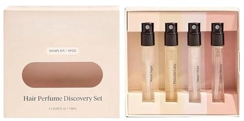 Set di profumi per capelli, fragranza a lunga durata, 4 pezzi, spray per profumo per capelli, spray deodorante per corpo e, per aumentare la luminosità, per uso quotidiano, regalo o viaggio