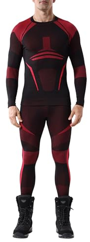 Vhersily Sous-vêtements thermiques pour homme en maille thermique de base de couche respirante coupe-vent pour sport, course à pied, cyclisme, neige, escalade, confortable de fitness, randonnée