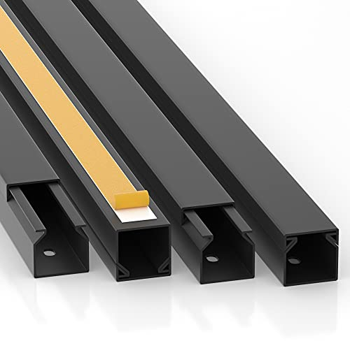 CILSON Canalina per cavi da 10 m, 1,6 x 1,6 x 100 cm/10 x 1 m, autoadesiva, colore nero, con nastro adesivo in schiuma, pronta per il montaggio