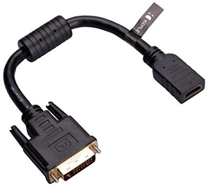 HDMI Femmina to DVI Maschio Adapter Taglia 15cm (DVI-D Dual Link 24+1) Gold Plated Adattatore HDMI su DVI-D 1080P Video Lead Gender Changer Colore Nero