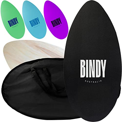 BINDY Australia Skimboard for Beach Kids with Storage Travel Bag - 41” Beginner to Intermediate Wooden Skim Board - Kids Beach Skim Boards - Durable, Lightweight Wood Body Board with EVA Grip Pad