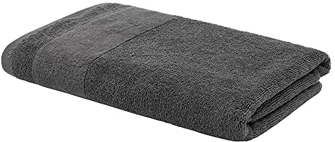 LOOKS by Wolfgang Joop Duschtuch 70x140 cm – 100% Baumwolle Luxus Duschtücher mit Aufhänger & Logostick, Duschhandtuch grau