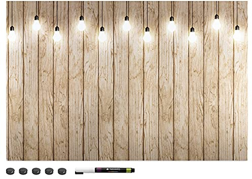 Navaris Magnettafel Magnetpinnwand Memoboard zum Beschriften - 60x40 cm Notiztafel div. Designs - Tafel abwaschbar mit Halterung Magneten Stift