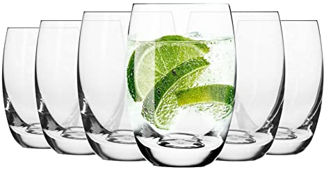 KIAPPO Gläser Set 360 ml - 6 Stück Gläsern - Elite Wassergläser - für Wasser und Kaltgetränke - Anlaufschutz Kristallglas Fassform - Spülmaschinenfest