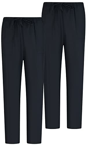 MISEMIYA - Pack 2 PCS - Pantaloni Unisex Vita Elastica Uniforme di Lavoro Clinica Ospedale - Medium, Nero 68