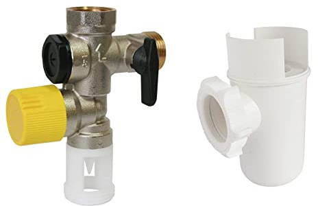 SOMATHERM for You-Groupe siège téflon NF 20/27, 3/4 calcaire avec Une Garde d'air Droite. & Siphon NF auto étanche avec déflecteur pour groupe de sécurité standard - S'installe par simple vissage gris
