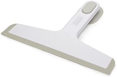 Joseph Joseph Duo Slimline Shower Squeegee with Suction-cup Holder, Shower Window Cleaner, White