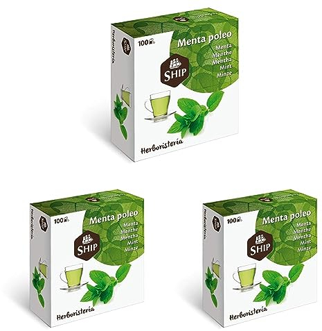 Ship - Infusión de Menta Poleo - Caja de 100 Unidades sin Funda - Favorece la Digestión y Regula el Ciclo Hormonal - Efecto Relajante - Infusiones y Tés (Paquete de 3)