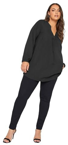 Yours Curve Textured Tunic Shirt - Women's - Plus Size Curve Black