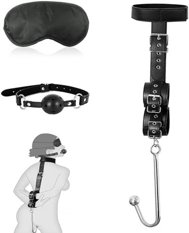 BDSMYOU 5-in-1 Bondageset Fessel Set,Fesseln Sex Set mit Handschellen Sex Bett + Halsband Frauen Sex + Knebel Mund Extrem + Augenmaske + Analhaken,BDSMs Spielzeug Hart,BDSMs Spielzeug Extrem Sklavin
