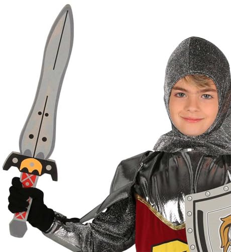 Acan Tradineur - Espada Medieval Infantil de Espuma eva, Arma Blanda para niños, complemento para Disfraz de Guerrero, Vikingo, Romano, Carnaval, Halloween, Fiestas, 53 cm